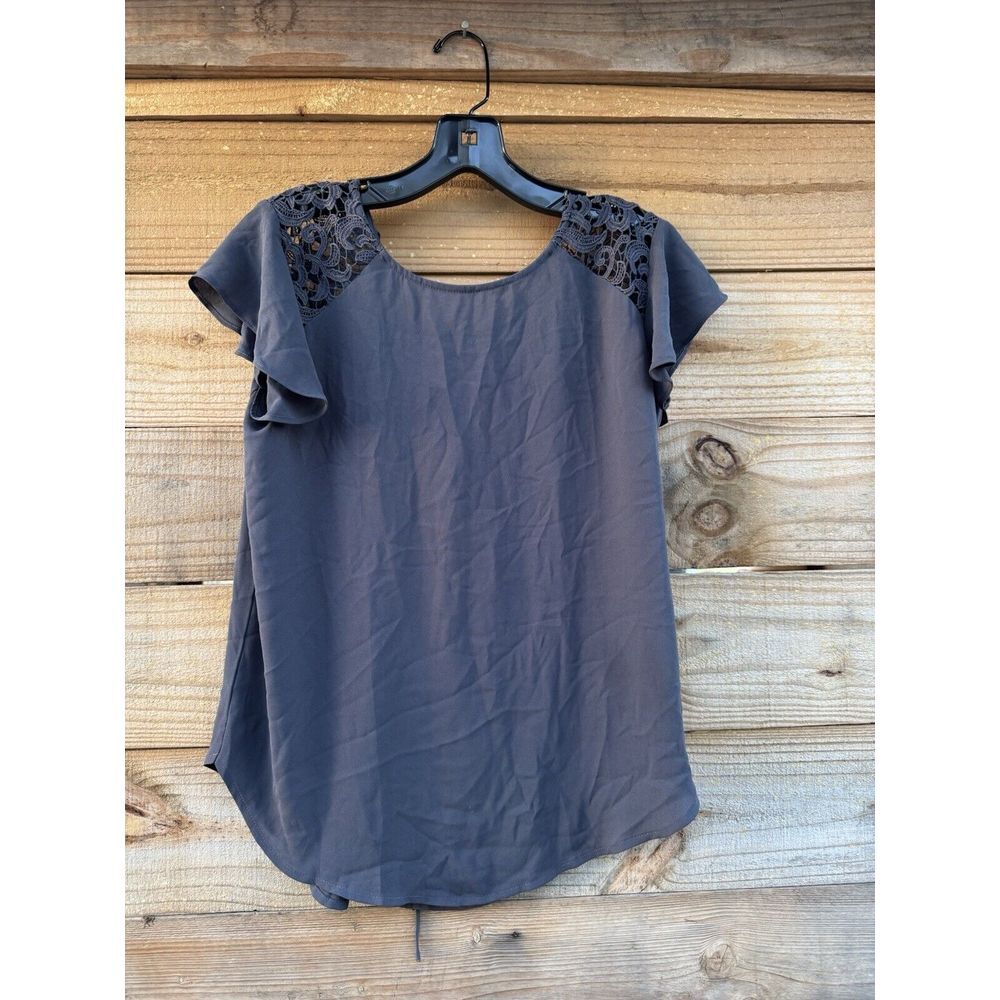 Women's LOFT Grey‎ Shirt With Accent Sleeve Summer Shirt Dress Shirt Size XSmall